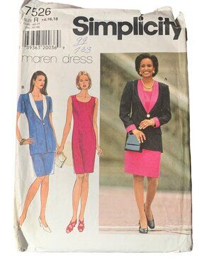 Simplicity 7526 Misses Maren Jacket Dress Sewing Pattern Size 14 16 18 90s